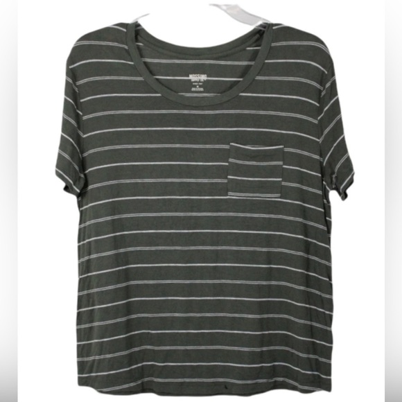 Mossimo Supply Co. Tops - Mossimo oversized olive green striped t shirt with pocket